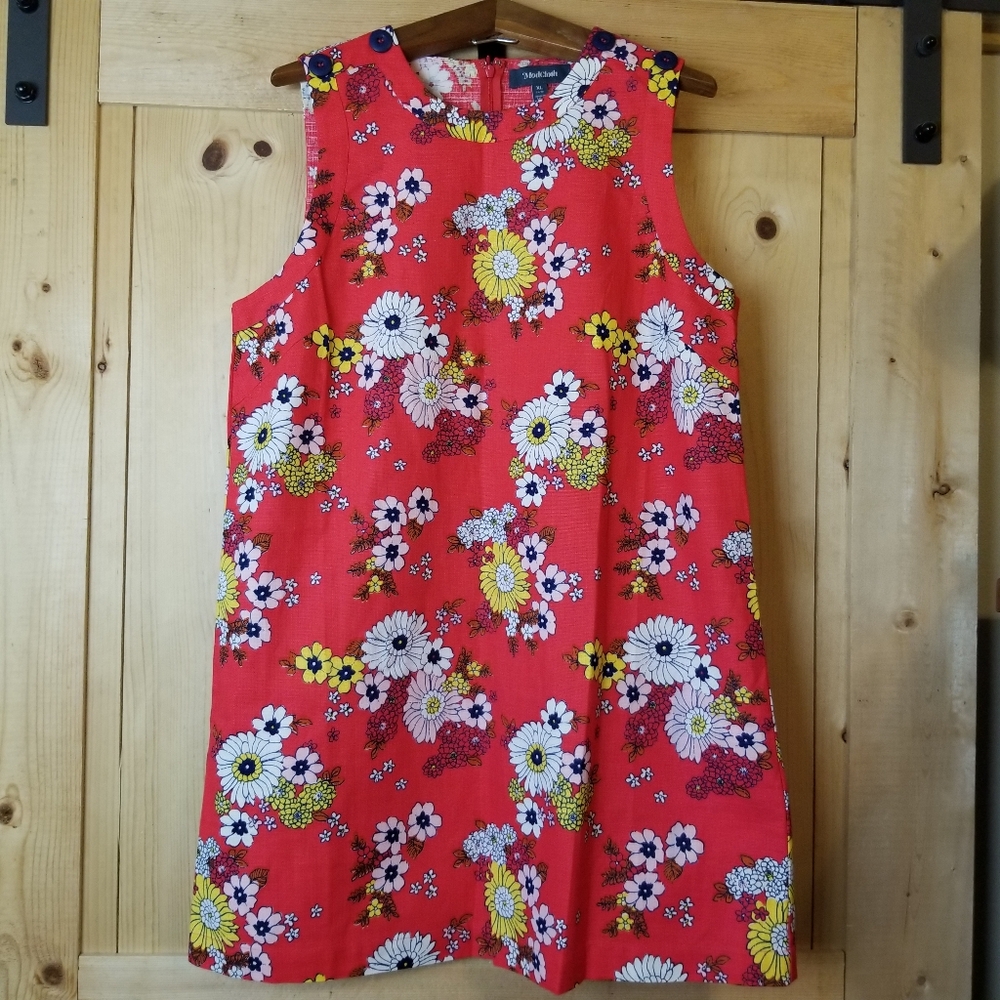 Modcloth Up With the Fun 70s Inspired  Sleeveless Cotton Floral Shift Dress